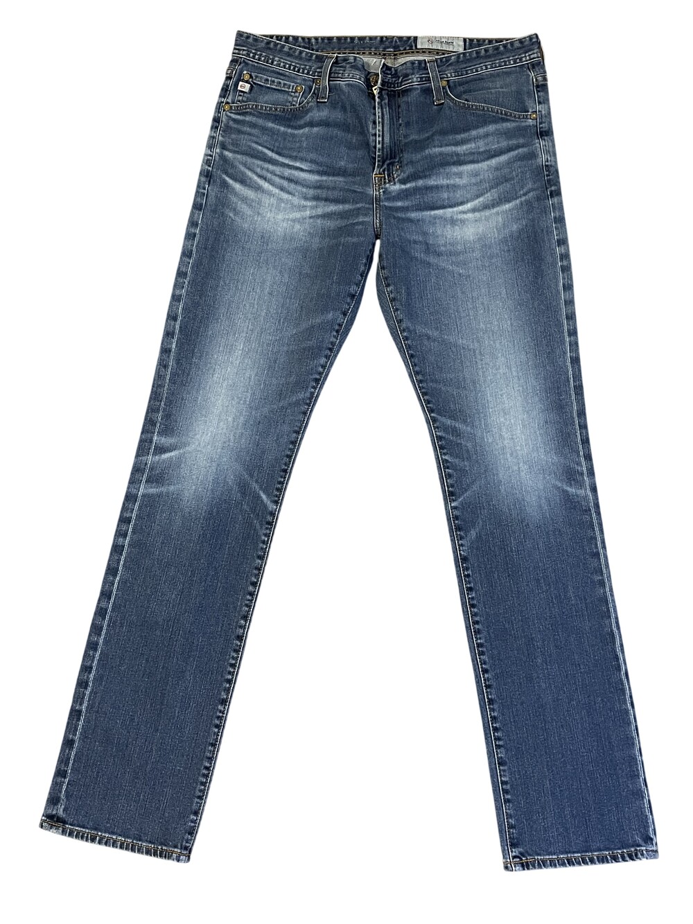 AG Adriano Goldschmied Jeans Mens 34x32 Blue Wash Slim Straight Stretch Denim